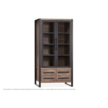 Vitrinekast | 2 deurs/2 aden | Lamulux Proces mokka