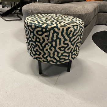Hocker Paris Ø  50 cm| Petrol, Wit | UrbanSofa