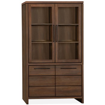 Vitrinekast Senson | 2 deurs glas, 2 deurs dicht | Lamulux Dark Almond