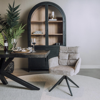 Eetkamerstoel Rosora met armleuning | Draaibaar | Beige