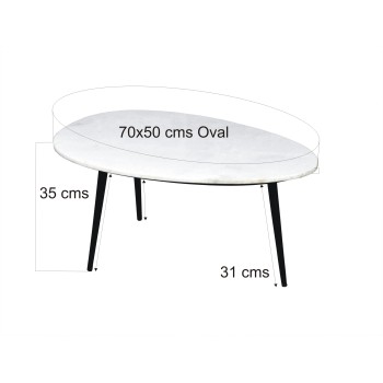 Salontafel Organic Marble White black 70cm